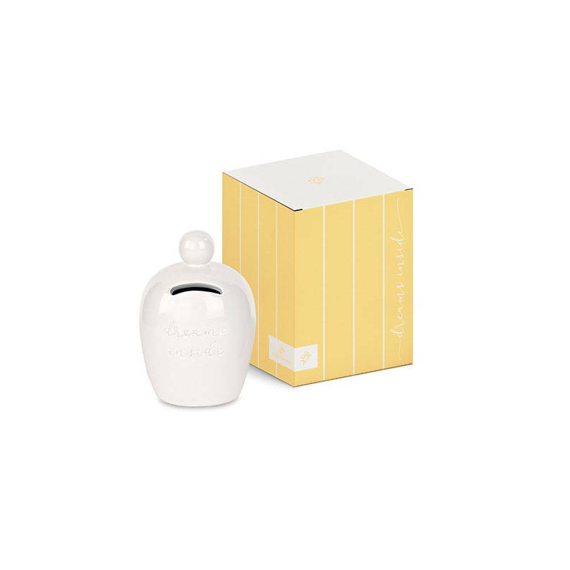 SALVADANAIO BIANCO CON SCATOLA Ø8X12cm