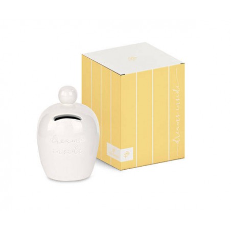 SALVADANAIO BIANCO CON SCATOLA Ø8X12cm