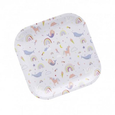 PIATTI CARTA QUADRATI MONDO INCANTATO 10pz