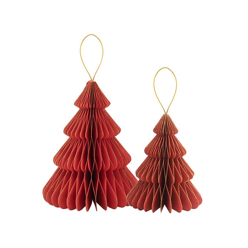 ALBERI IN CARTA h20/25cm ROSSO PROFILO ORO 2pz
