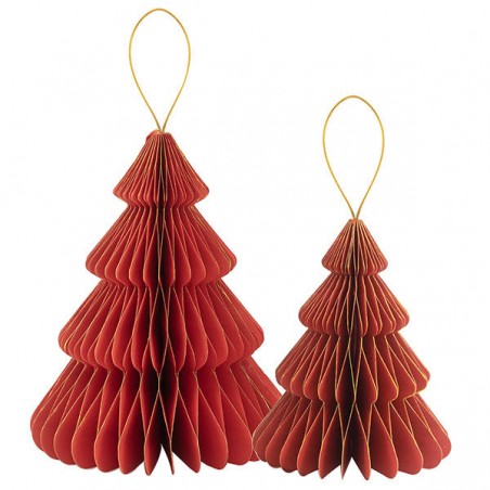 ALBERI IN CARTA h20/25cm ROSSO PROFILO ORO 2pz
