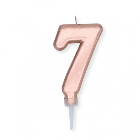CANDELINA NUMERO 7 ROSE GOLD METAL 10cm