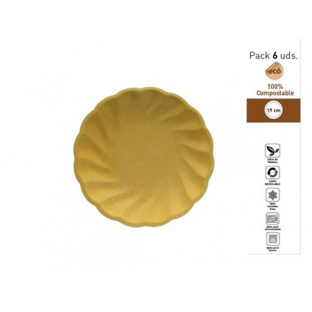 PIATTI DESSERT CONCHIGLIA COMPOSTABILI TONDI ø19cm GIALLO 6pz