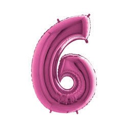 PALLONE NUMERO 6 MYLAR 102cm 40 FUCSIA