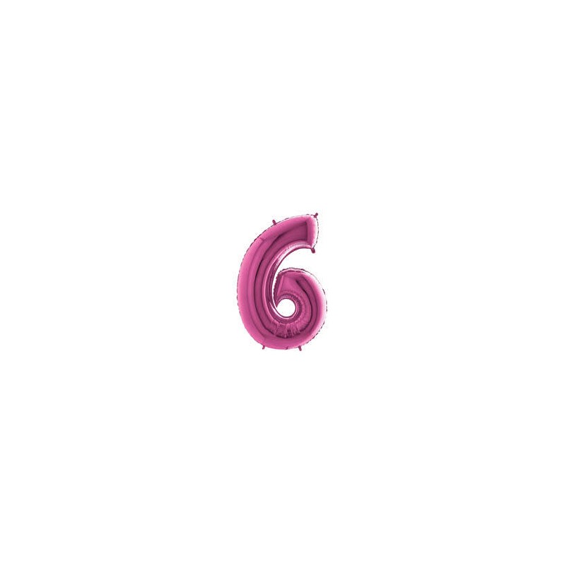 PALLONE NUMERO 6 MYLAR 102cm 40 FUCSIA