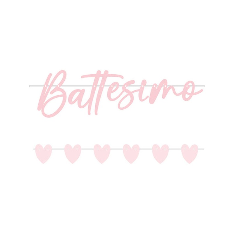 FESTONE SET BATTESIMO ROSA 80cm 90cm