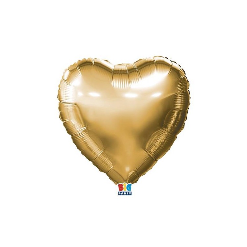 PALLONE MYLAR CUORE 18 45cm ORO METAL BIG