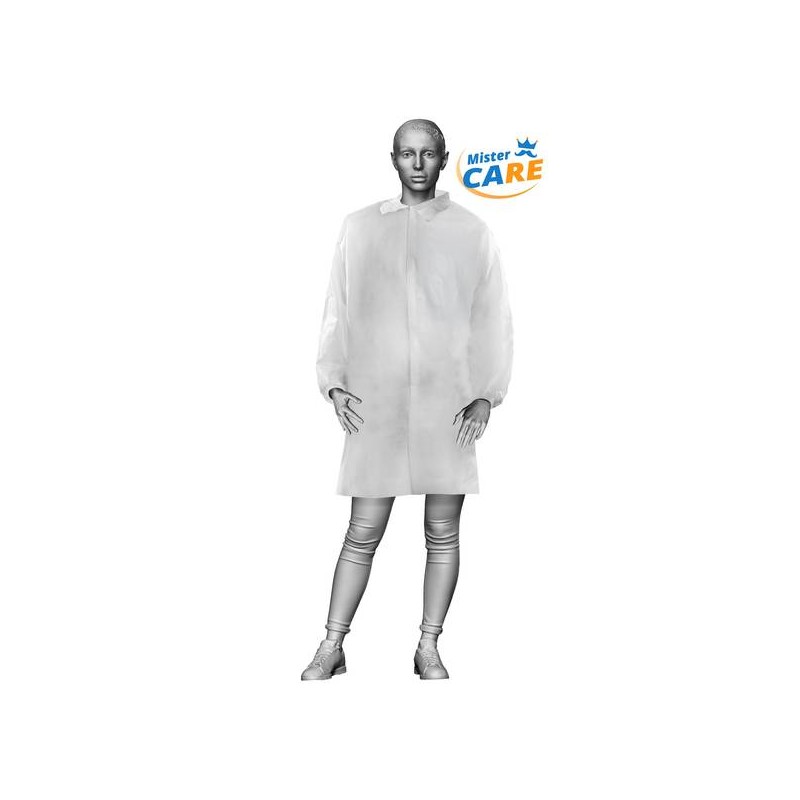 Mr.Care - CAMICE LAB in PP 30gr/m² VELCRO col.BIANCO TG.L 5pz