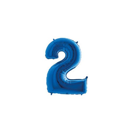 PALLONE NUMERO 2 MYLAR 102cm 40 BLU