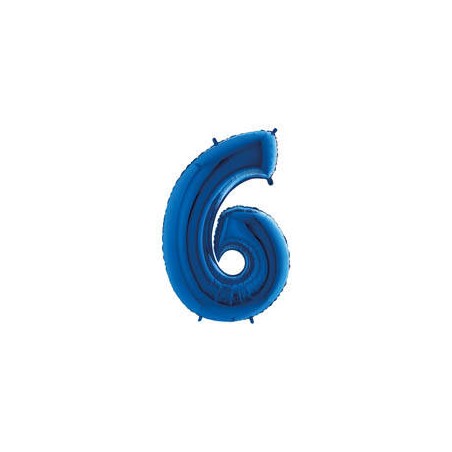 PALLONE NUMERO 6 MYLAR 102cm 40 BLU