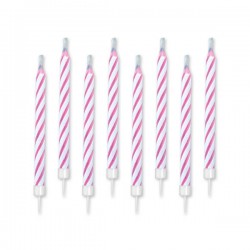 CANDELINE MAGICHE RIGHE ROSA C/SUPP. 10pz