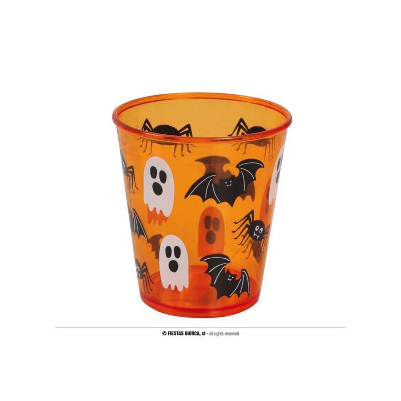 BICCHIERE PLASTICA HALLOWEEN ARANCIONE 18cm