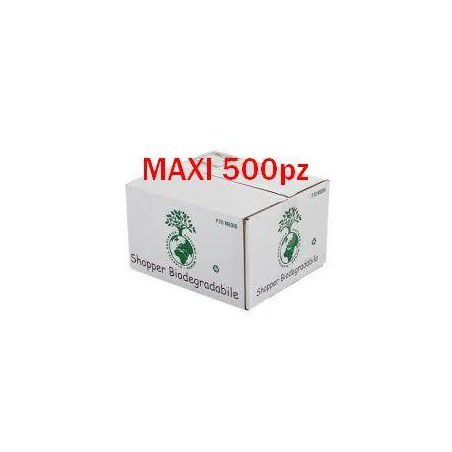 SHOPPER MAXI BIO COMPOST BIANCHE EN13432 30x10+10x60cm 500pz