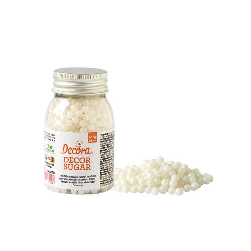 PERLE IN ZUCCHERO 100gr BIANCO BRILLANTE 5mm