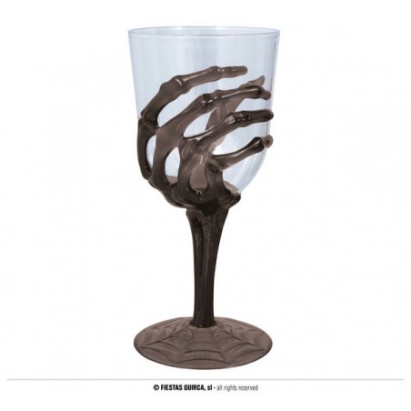 CALICE VINO TRASPARENTE MANO SCHELETRO NERA 18,5cm