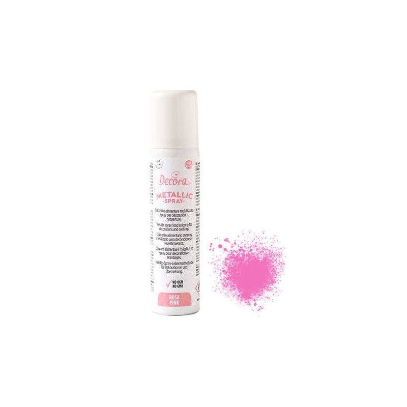 COLORANTE ALIMENTARE SPRAY METALLIZZATO ROSA 75ml NO E171 DECORA