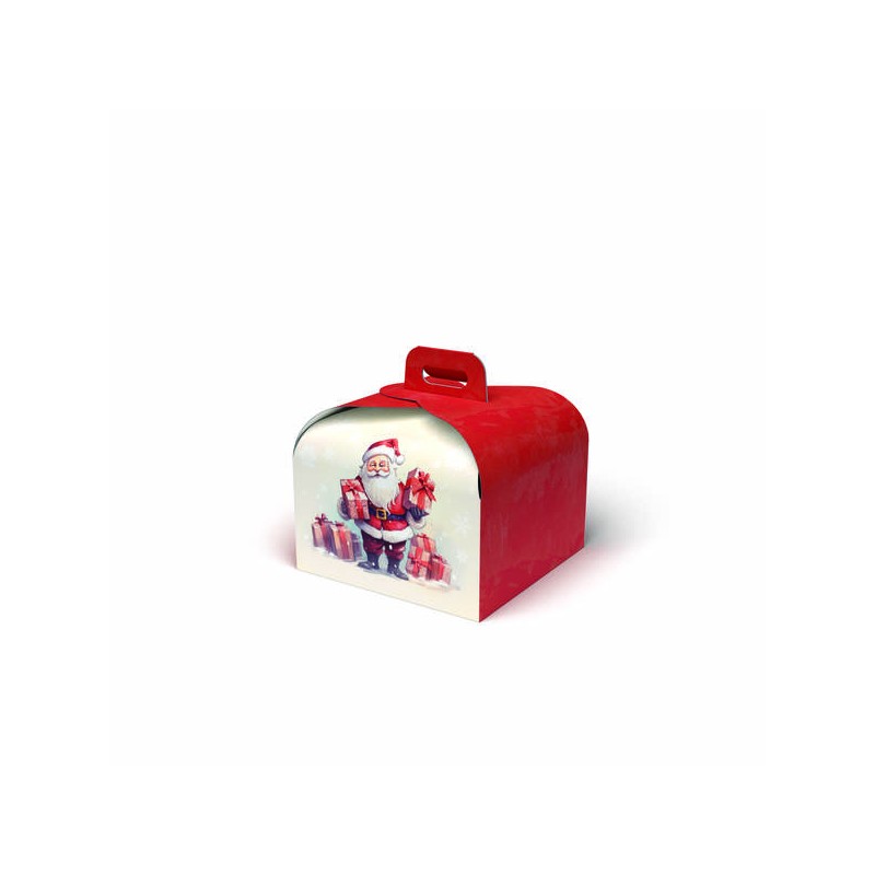 SCATOLA PORTA PANETTONE BASSO 25x25x20cm 1kg SANTA CLAUS
