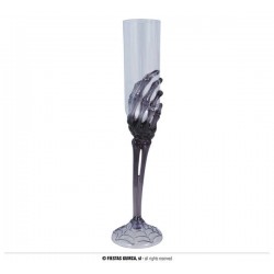 CALICE CHAMPAGNE MANO SCHELETRO NERA