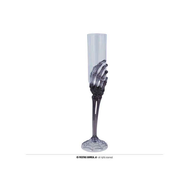 CALICE CHAMPAGNE MANO SCHELETRO NERA