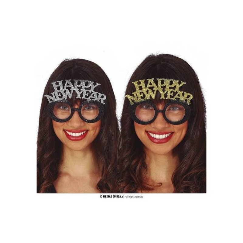 OCCHIALI HAPPY NEW YEAR ARGENTO E ORO 1pz ASS.TO