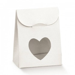 SACCHETTO C/FINESTRA CUORE 6x3,5x80cm FIBRA BIANCO 10pz