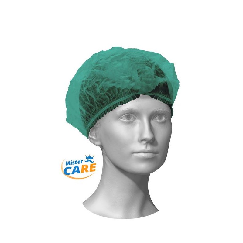 Mr.Care - CUFFIA COPRICAPO PLISSè SAFE CAP VERDE 100pz