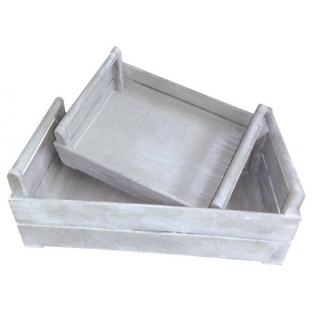 CASSETTA LEGNO GRIGIO ANTICO 50x30x18cm CASL2343 1/2