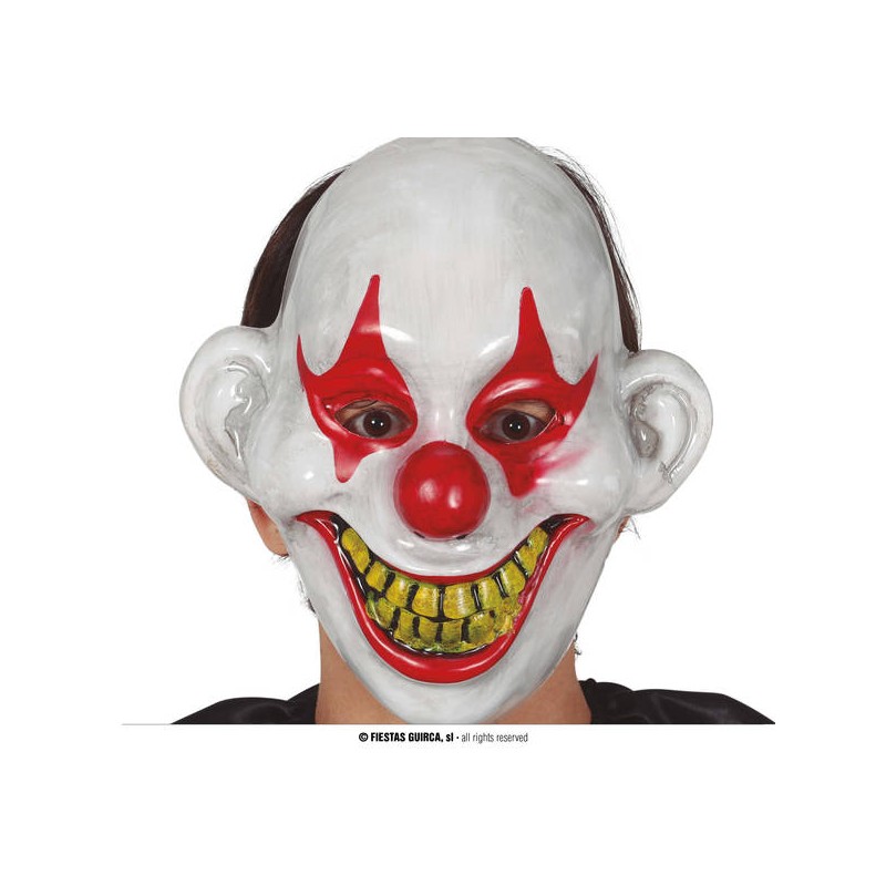 MASCHERA PAGLIACCIO PVC OCCHI ROSSI