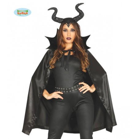 SET CORNA E MANTELLO DIAVOLESSA NERA 100cm