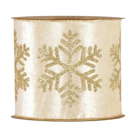 NASTRO LUXURY SNOWFLAKE mm100x10mt CREMA