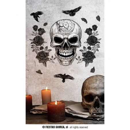 DECORAZIONI ADESIVE PARETE 25x70cm TESCHIO