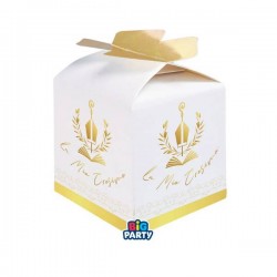 SCATOLINA CUBETTO PORTACONFETTI 5x7x5cm CRESIMA ELEGANT 10pz