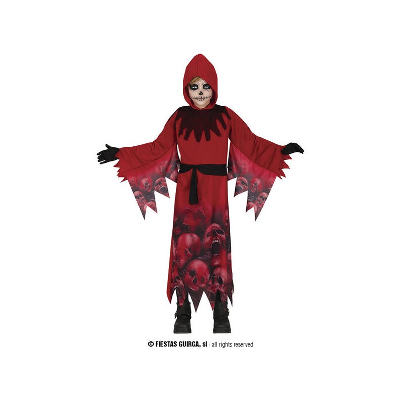 COSTUME STREGONE DELLA MORTE ROSSO 5-6 ANNI