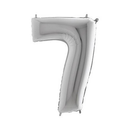 PALLONE NUMERO 7 MYLAR 102cm 40 ARGENTO