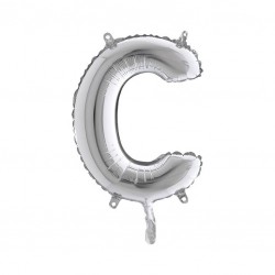 LETTERA C MYLAR SILVER 14" 36cm