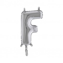 LETTERA F MYLAR SILVER 14" 36cm
