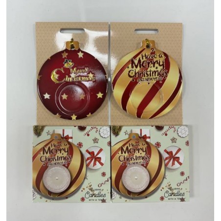 PORTA T-LIGHT PALLINA DI NATALE + 6 T-LIGHT