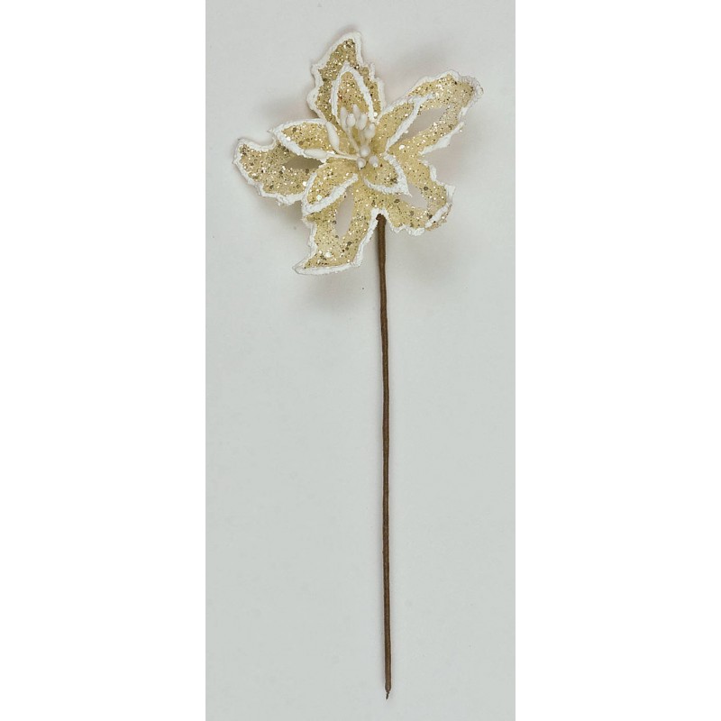 STELLA DI NATALE C/GLITTER CREMA ø5cm 12 pz