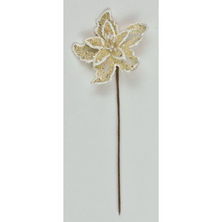 STELLA DI NATALE C/GLITTER CREMA ø5cm 12 pz