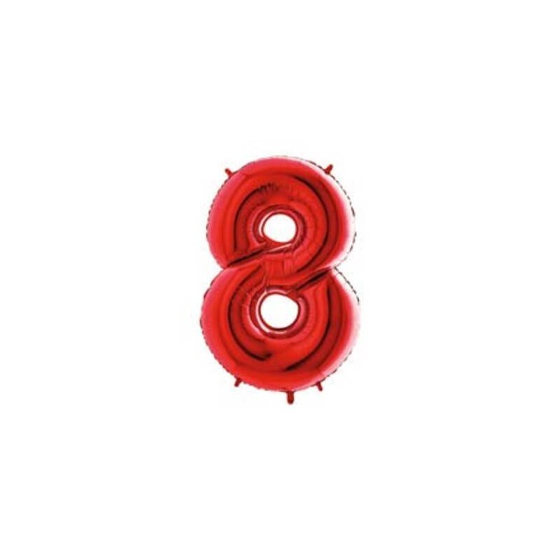 PALLONE NUMERO 8 MYLAR 102cm 40 ROSSO