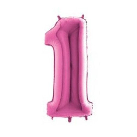 PALLONE NUMERO 1 MYLAR 102cm 40 FUCSIA
