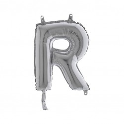 LETTERA R MYLAR SILVER 14" 36cm