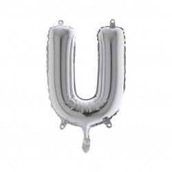 LETTERA U MYLAR SILVER 14" 36cm