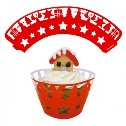 DECORAZIONE X MUFFIN CHRISTMAS RED cm5.5X5.5 12pz
