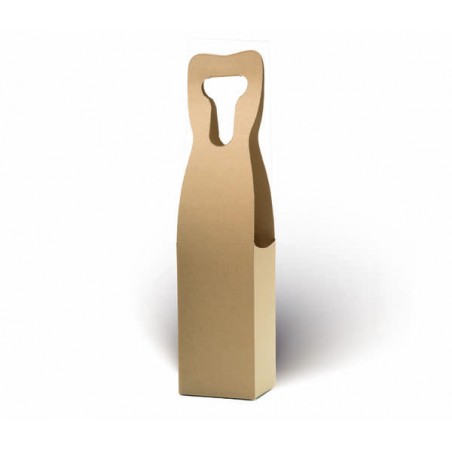 SCATOLA PORTA 1 BOTTIGLIA C/MAN. 10,5x10,5x45,5cm AVANA LISCIA