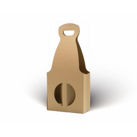 SCATOLA PORTA 2 BOTTIGLIE C/MAN. E FIN.20,5x10,5x45,5cm AVANA LISCIA