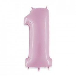 PALLONE NUMERO 1 MYLAR 102cm 40" ROSA
