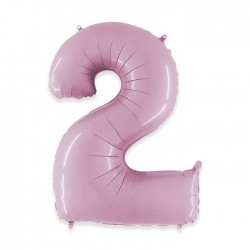 PALLONE NUMERO 2 MYLAR 102cm 40" ROSA
