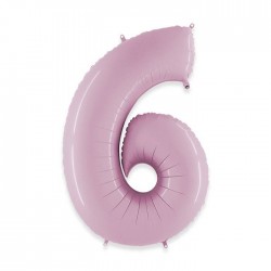 PALLONE NUMERO 6 MYLAR 102cm 40" ROSA
