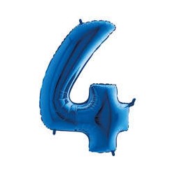 PALLONE NUMERO 4 MYLAR 102cm 40 BLU